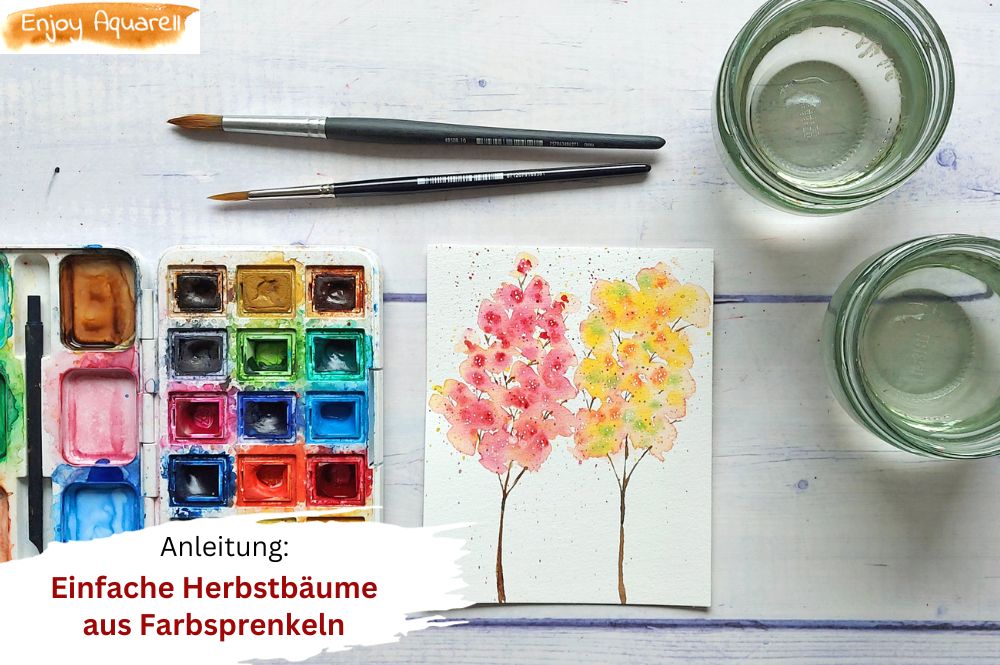 Anleitung: Einfache Herbstbäume aus Farbsprenkeln