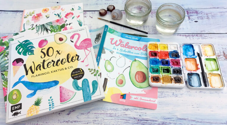 Aquarell Arbeitsbuch Für Anfänger - Mit 12 Farben & Pinsel Set