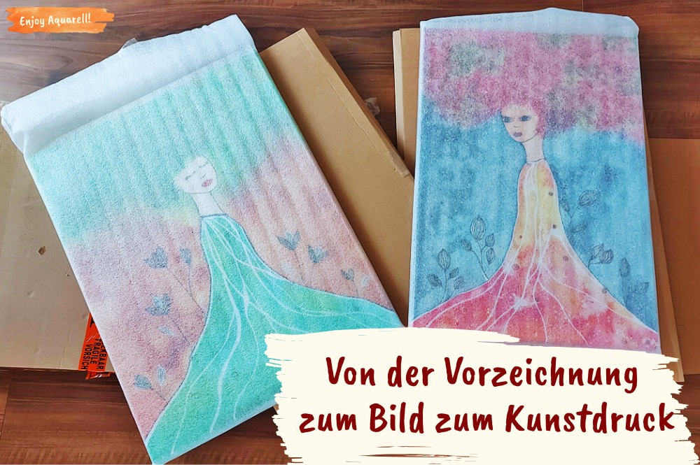 Zwei Kunstdrucke auf Leinwand verpackt in Folie
