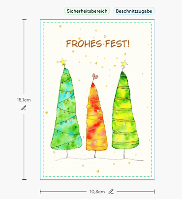 Ansicht einer Weihnachtskarte im Design-Bearbeitungsmodus