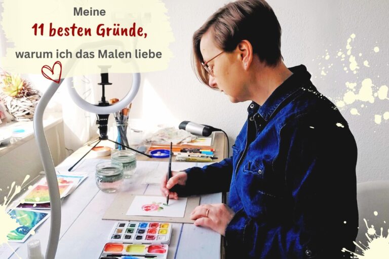 Frau malt am Tisch